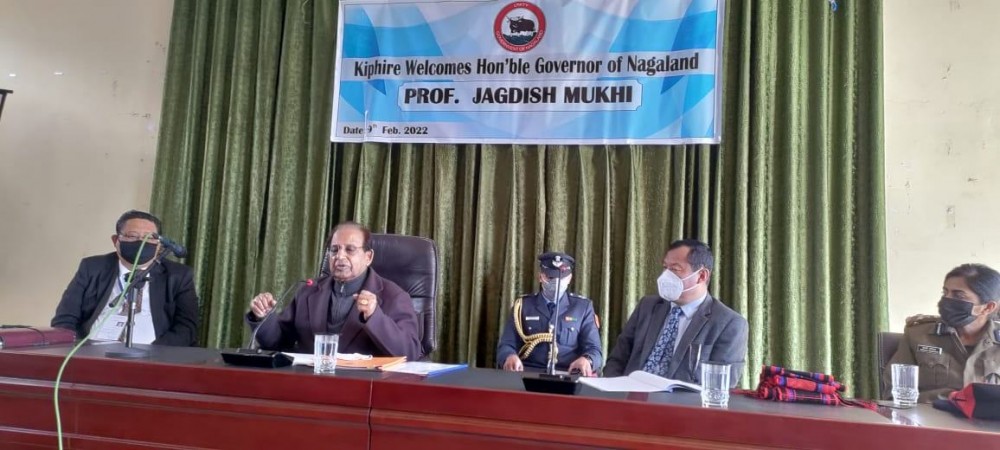 Governor of Nagaland Prof Jagdish Mukhi addressing the civil society organisations at DC's Conference Hall in Kiphire town on February 9. (Morung Photo)